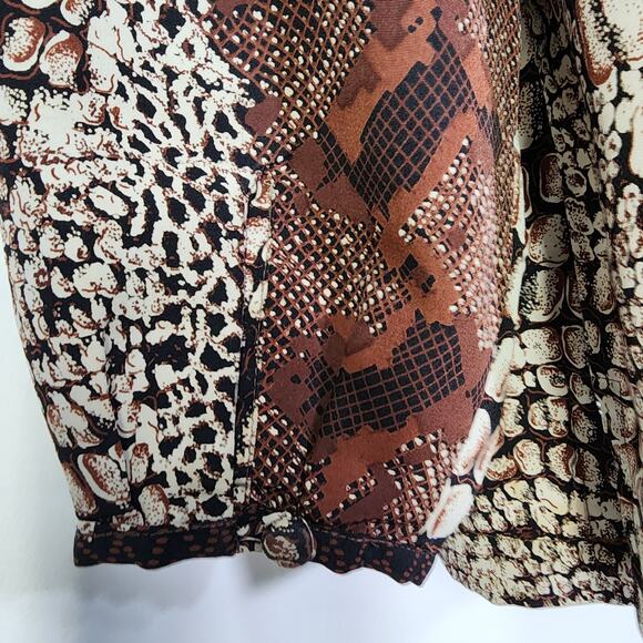 Vtg Jordan Womens Shirt Size 14 Button Brown Snake Skin Print Long Sleeve Retro - Picture 8 of 12